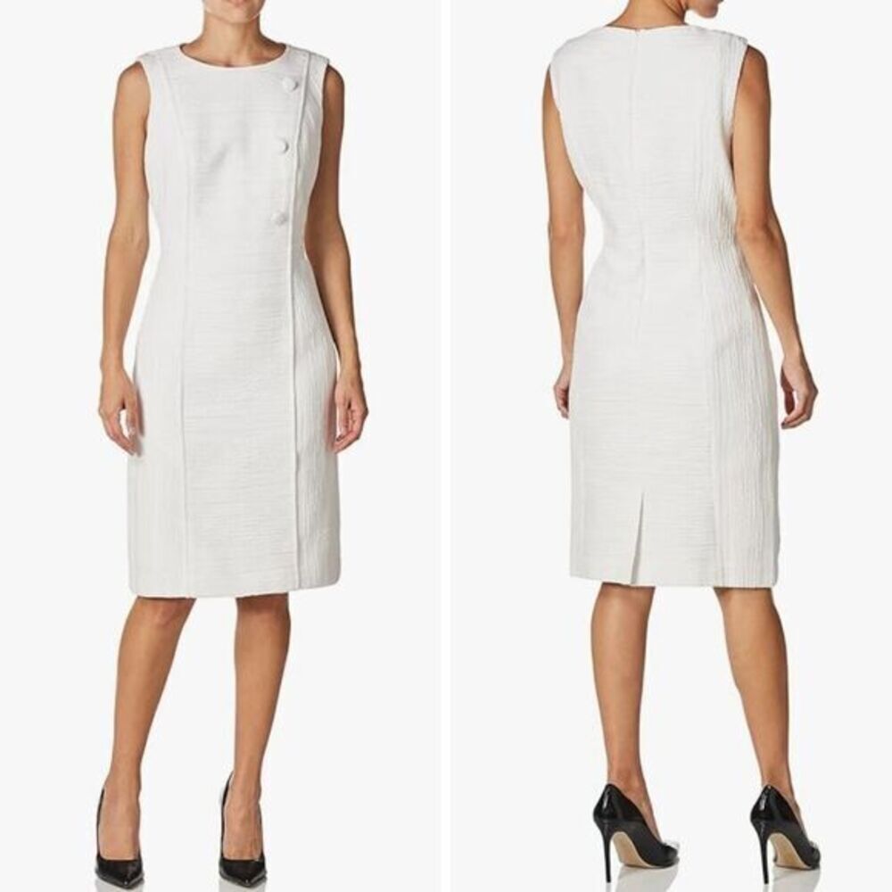 New! Anne Klein Textured tweed Sheath Dress, size 4